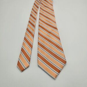 ARROW Men's Silk Cotton Blend Striped Necktie Orange Blue